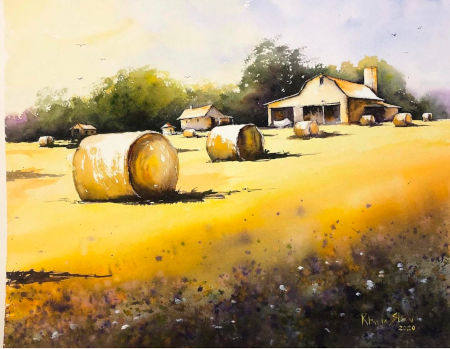 Hay Harvest Watercolor
